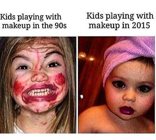 Kids playing with makeup