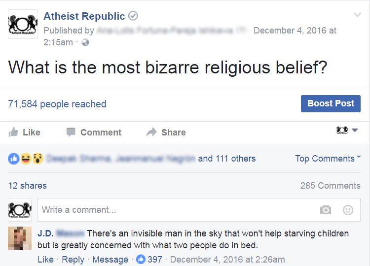 What is the most bizarre religious belief?